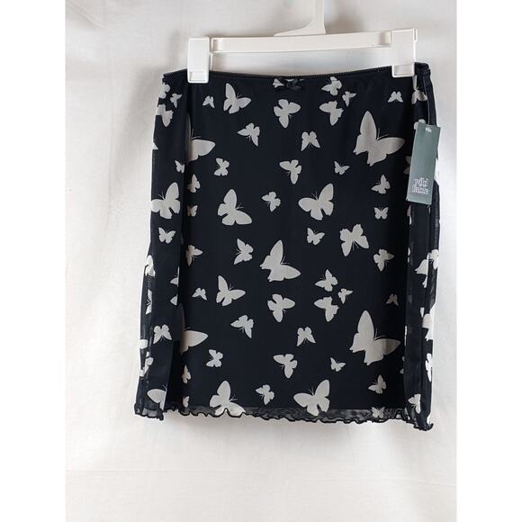 Wild Fable Mini Butterfly Skirt Mesh Black‎ Print S Slim Fit Fun Short Stretchy - Picture 6 of 7